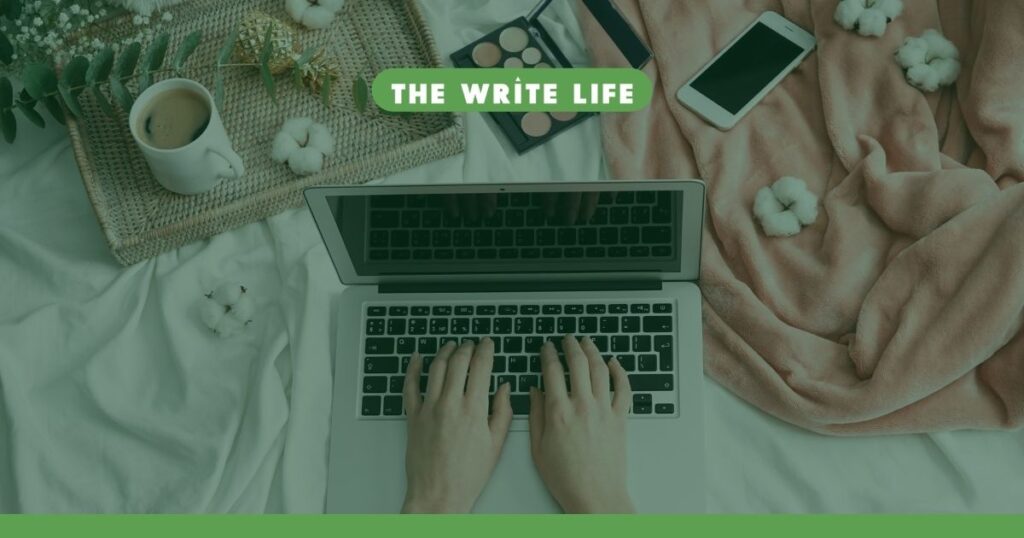 Stock photo of a pair of hands poised over a laptop keyboard to illustrate a freelance blogger at work.